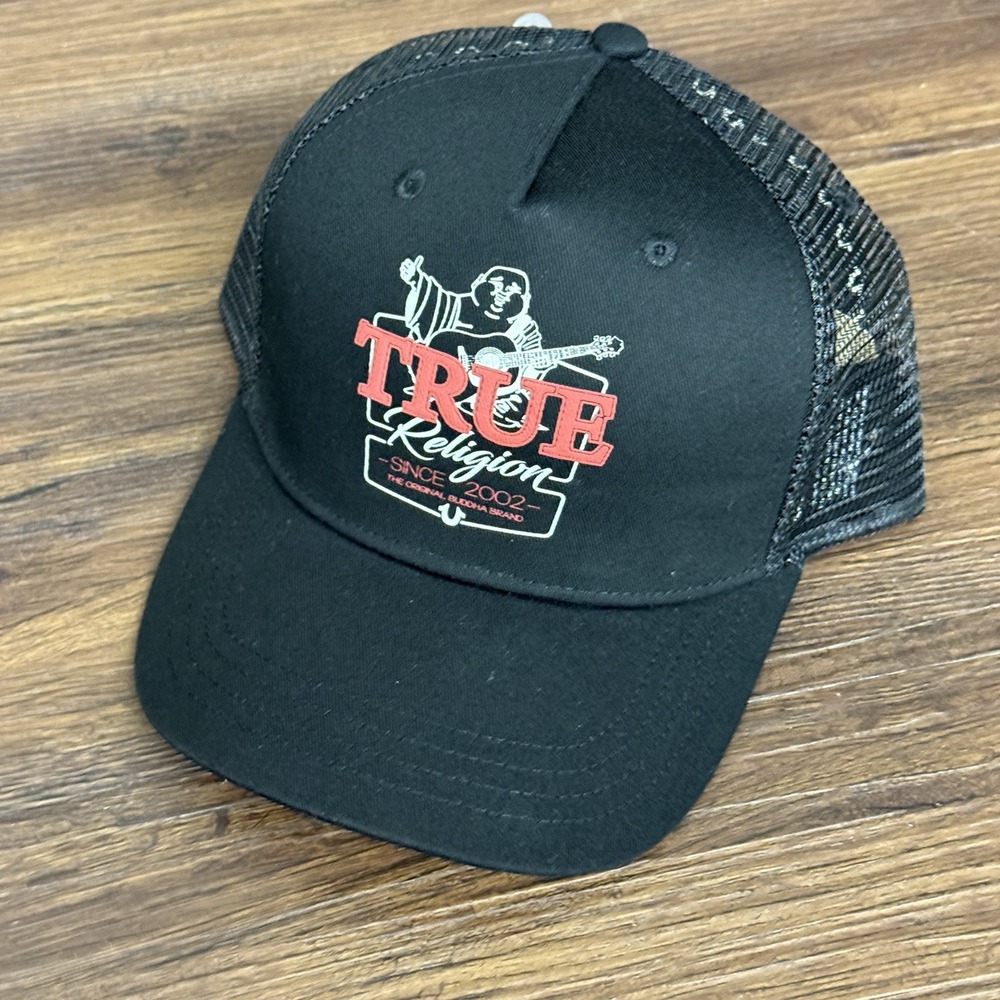 NWT True Religion Buddha Horseshoe Guitar Logo Snapback Mesh Back Hat
